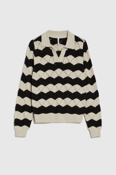 Sweter z kołnierzykiem beżowy