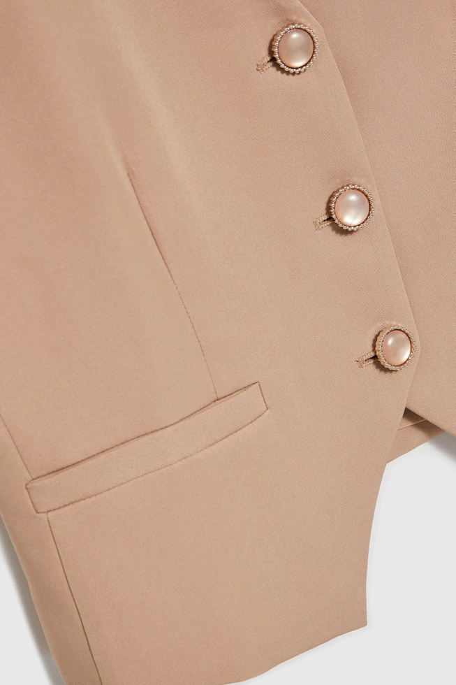Kamizelka z ozdobnymi guzikami beżowa