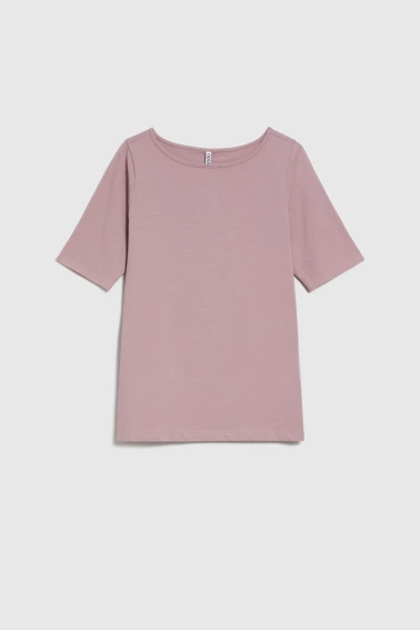 Dopasowana bluzka z krótkimi rękawami różowa