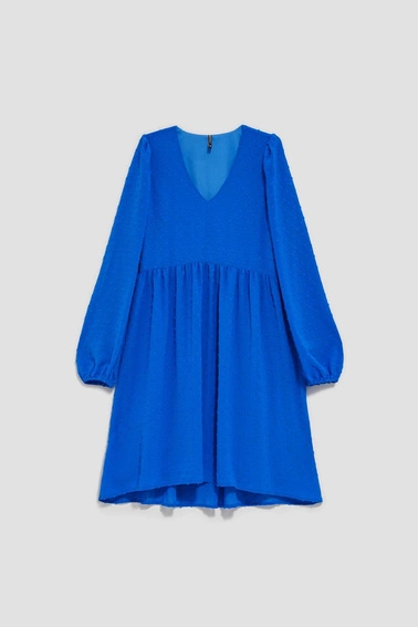Sukienka z bufiastymi rękawami niebieska