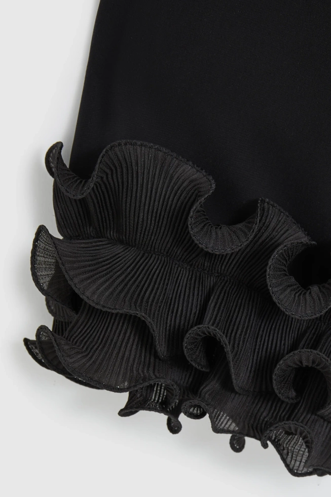 Koszula z falbanami na rękawach czarna