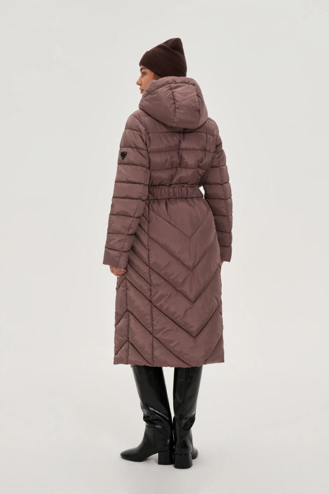 Kurtka z paskiem brązowa