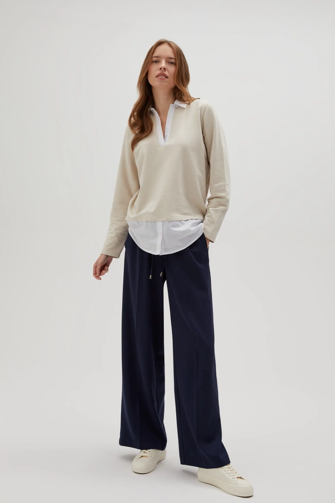 Bluza z kołnierzykiem beżowa