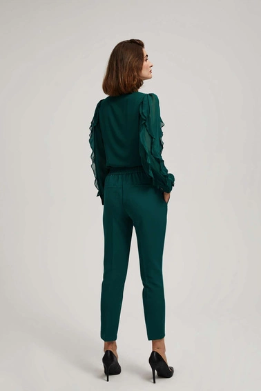 Spodnie w kant z nogawką 7/8 szmaragdowe