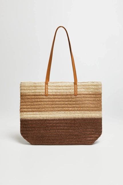 Duża plażowa torba beżowa