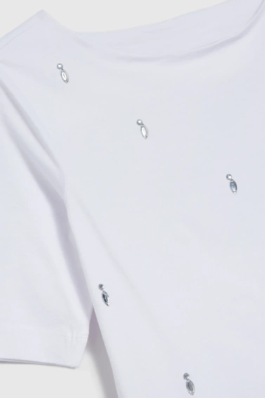 Bluzka ozdobiona koralikami biała