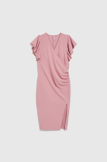 Sukienka z falbanami na rękawach różowa