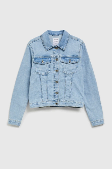 Jeansowa kurtka zapinana na guziki niebieska