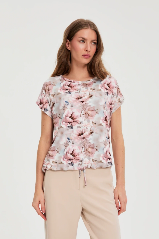 Bluzka w kwiaty różowa