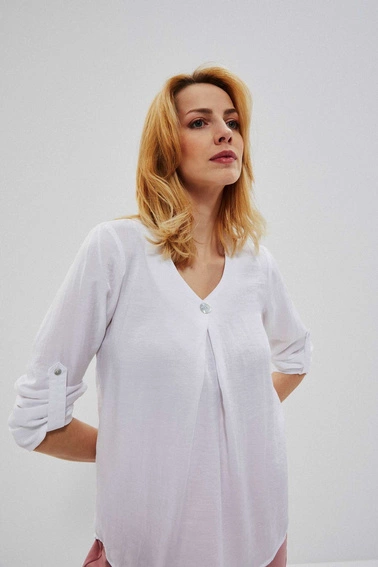 Gładka koszula z wiskozy biała