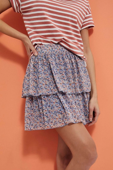 Spódnica mini z falbanami niebieska