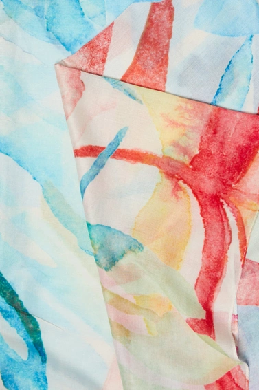 Wzorzysty szal niebieski damski