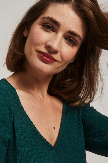 Bluzka z dekoltem w serek szmaragdowa