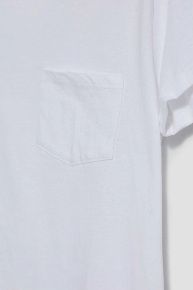 Bawełniany t-shirt z kieszkonką biały