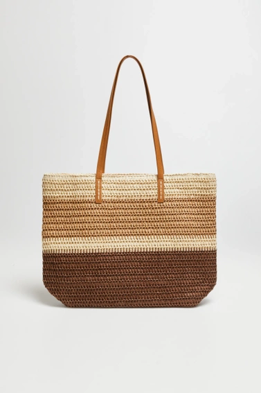 Duża plażowa torba beżowa