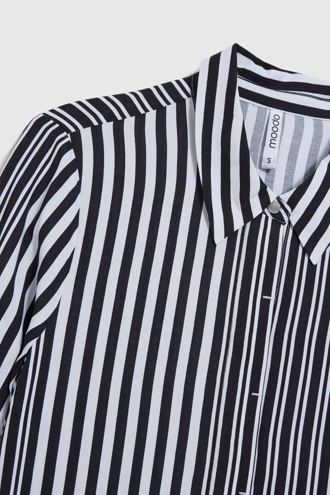 Koszula w paski z długimi rękawami czarna