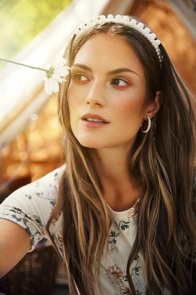 Opaska na włosy perłowa