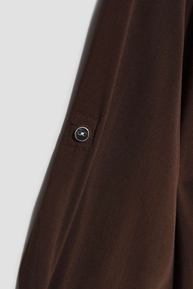 Wiskozowa koszula z kieszeniami ciemnbrązowa