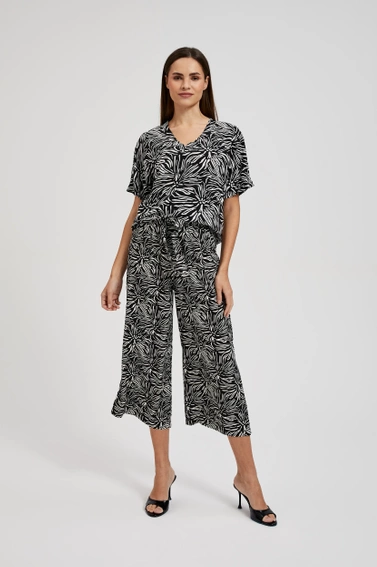 Spodnie kuloty z wzorem czarne