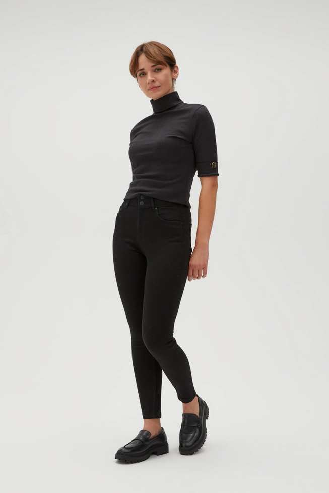 Gładkie jeansy rurki czarne