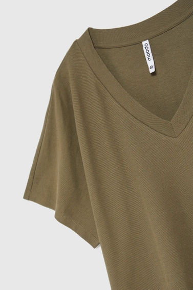 Bluzka z dekoltem w serek oliwkowa