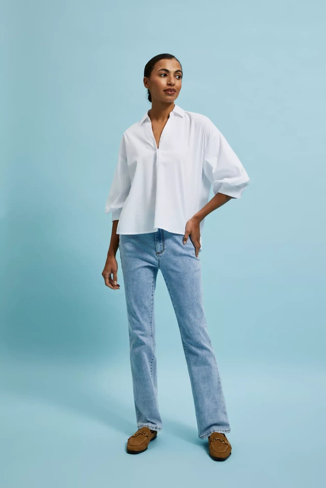 Koszula z bufiastymi rękawami biała