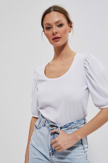 Bluzka z bufiastymi rękawami biała