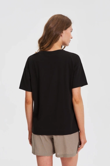 Bawełniany t-shirt z nadrukiem czarny