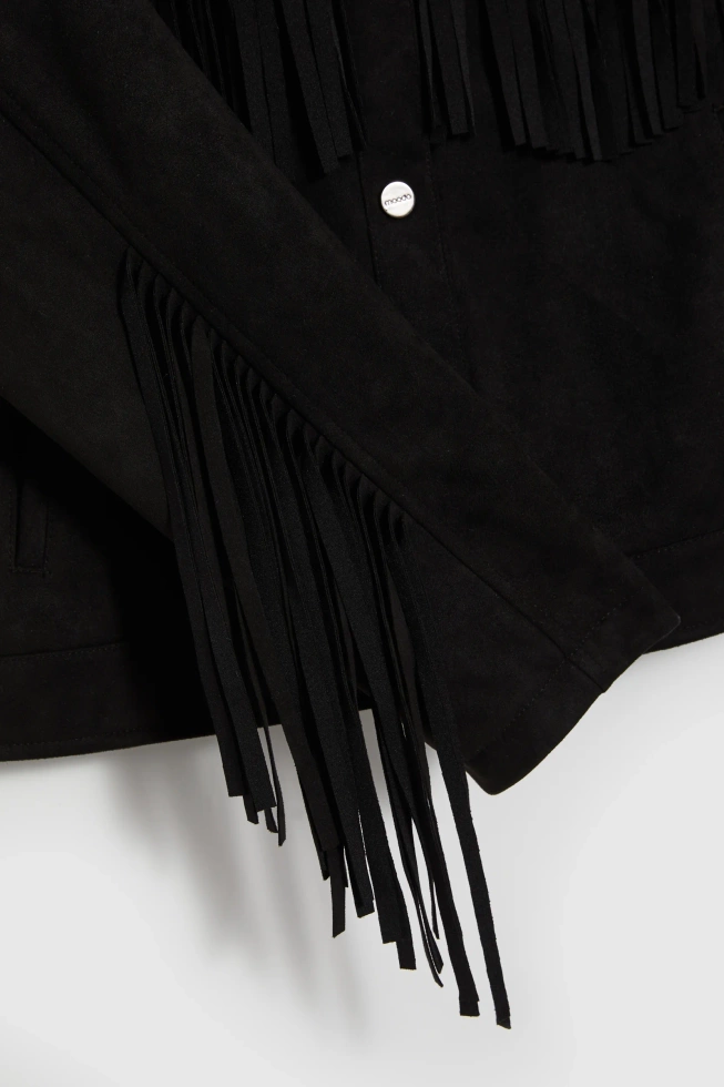 Kurtka z frędzlami czarna