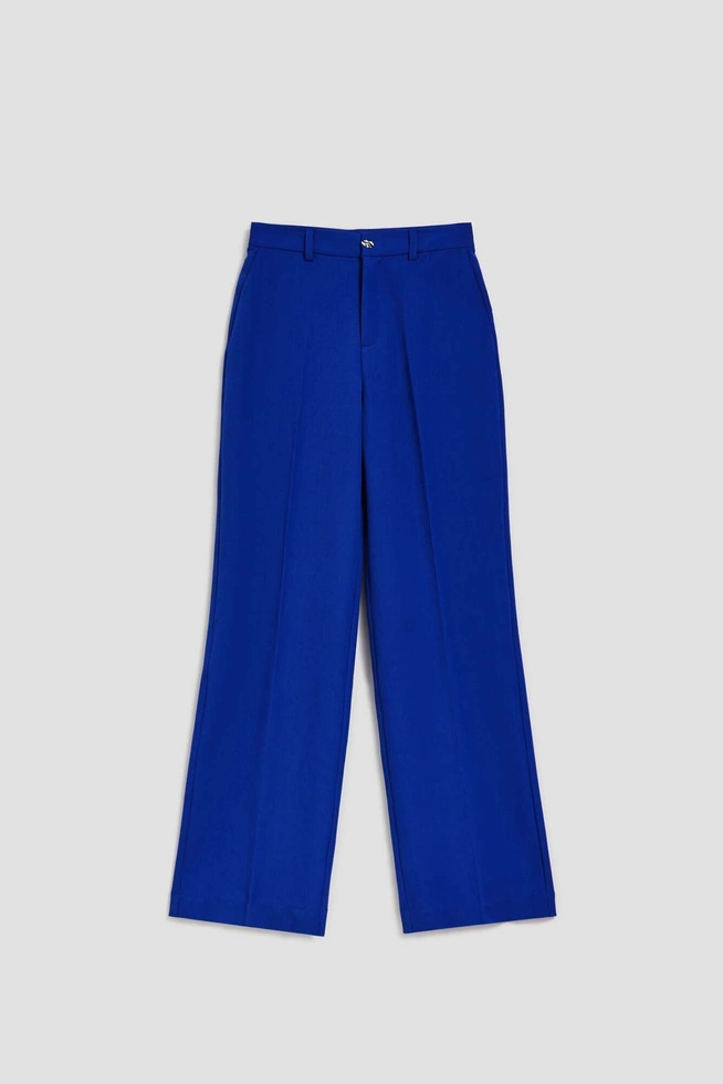 Spodnie w kant z szerokimi nogawkami niebieskie