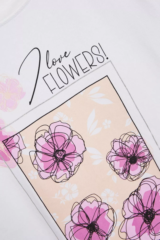 T-shirt z printem i napisem biały