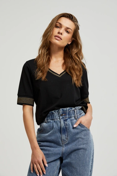 Bluzka z dekoltem w serek czarna 