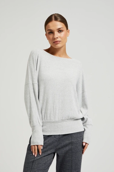 Gładki sweter z długimi rękawami szary