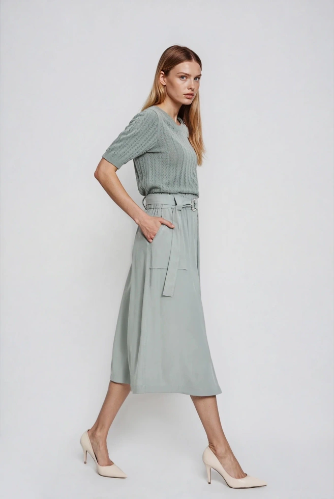 Spódnica z wiskozy oliwkowa