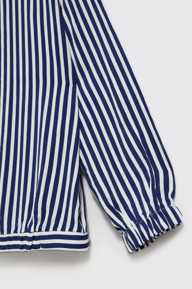 Koszula z okrągłym dekoltem i cienkimi paskami biało-granatowa