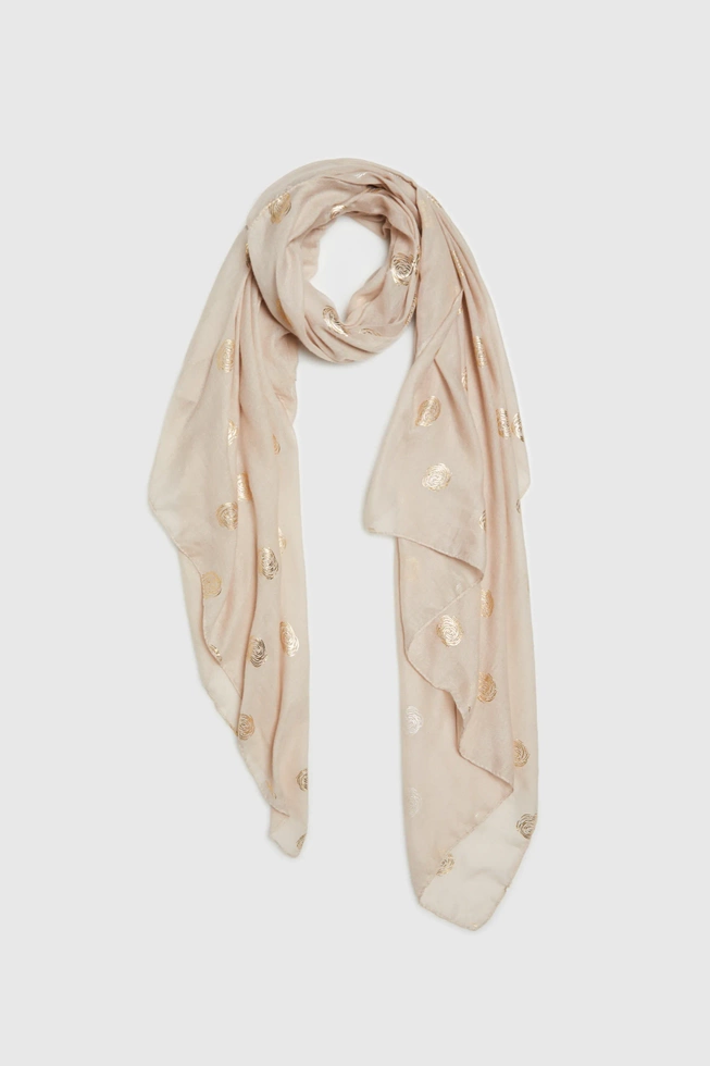 Szal ze złotym nadrukiem różowy