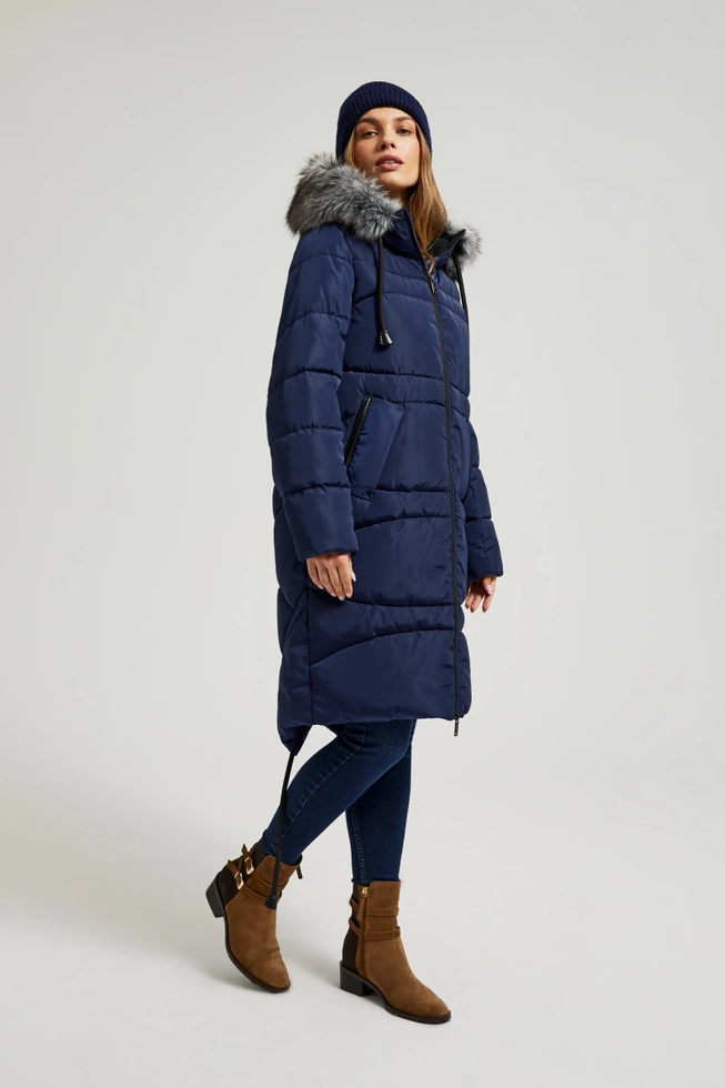 Zimowa pikowana kurtka granatowa