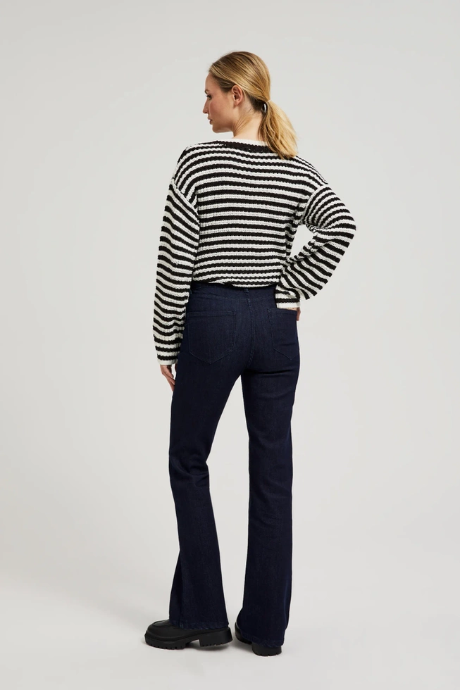 Gładkie jeansy bootcut granatowe