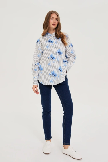 Koszula w kwiaty biała