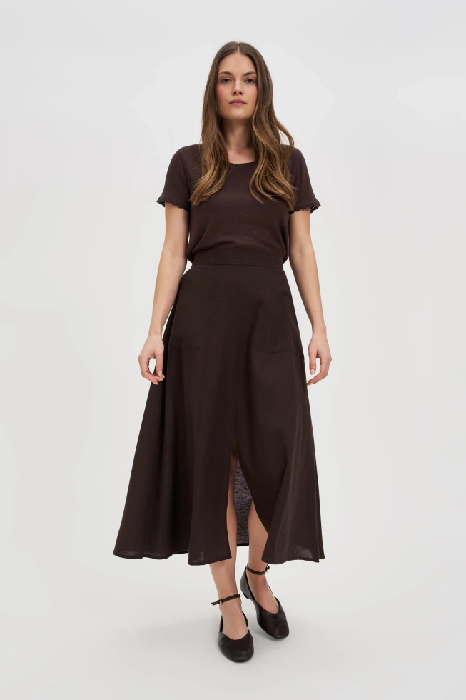 Bluzka z krótkimi rękawami brązowa