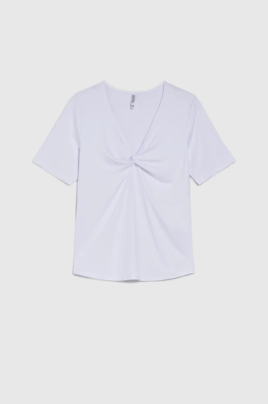 Bluzka z ozdobnym dekoltem biała