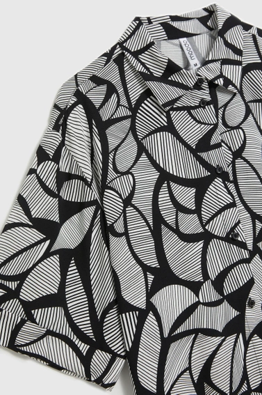 Wiskozowa koszula czarno-biała