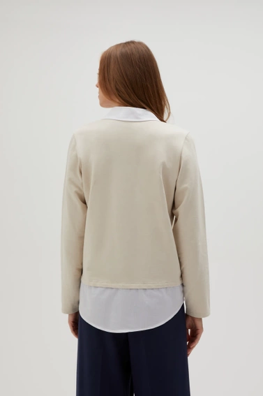 Bluza z kołnierzykiem beżowa
