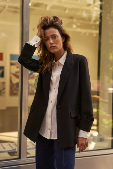 Gładka marynarka czarna