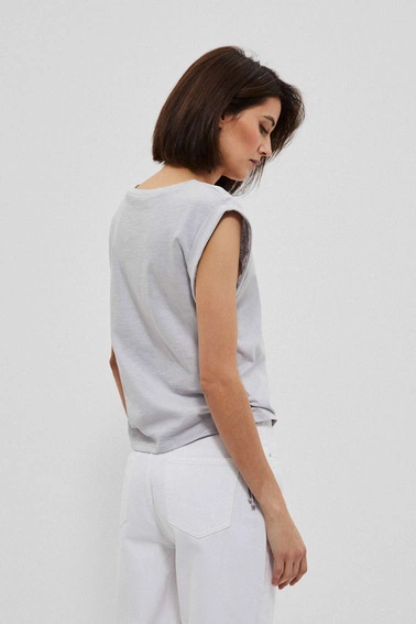 Bawełniana bluzka ze ściągaczem szara