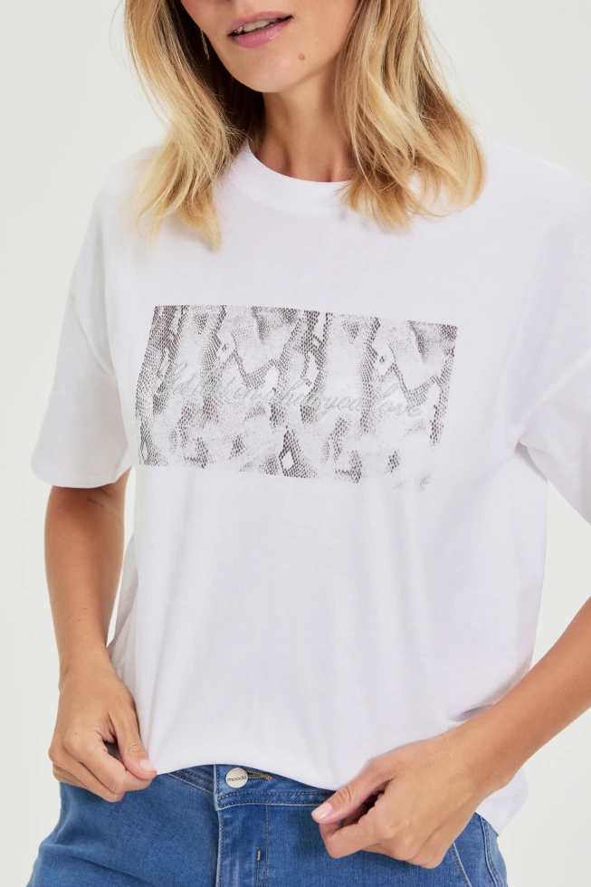 Bawełniany t-shirt z nadrukiem biały