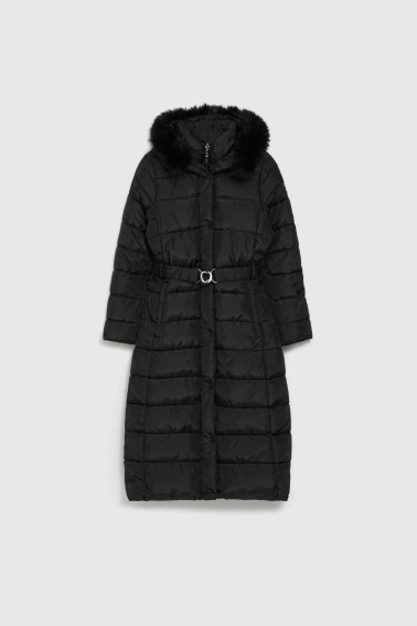 Długa kurtka z kapturem czarna