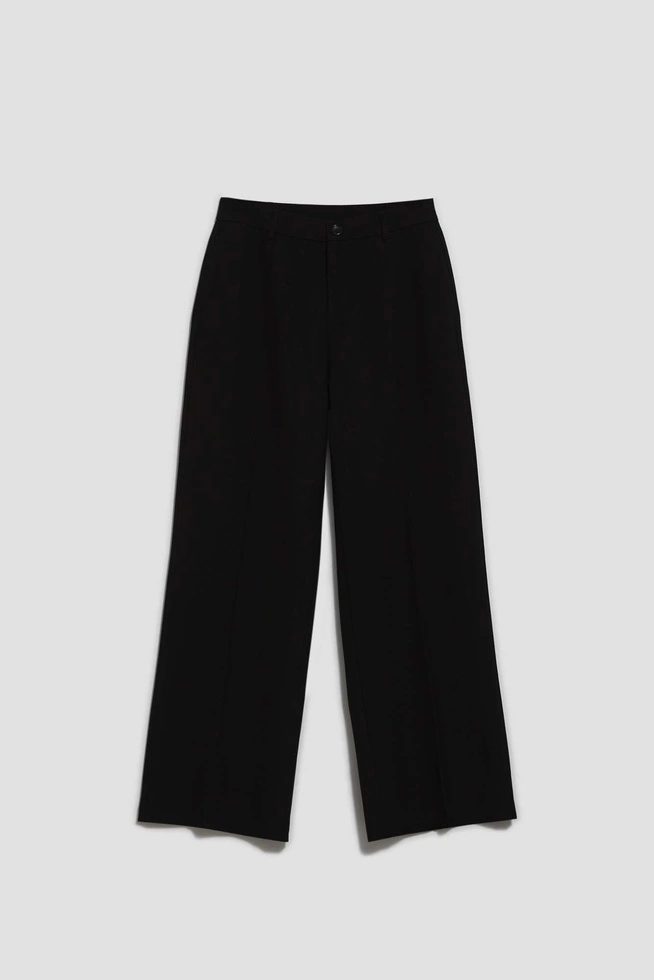 Spodnie w kant z kieszeniami i szerokimi nogawkami czarne