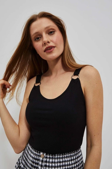 Dopasowany prążkowany top czarny