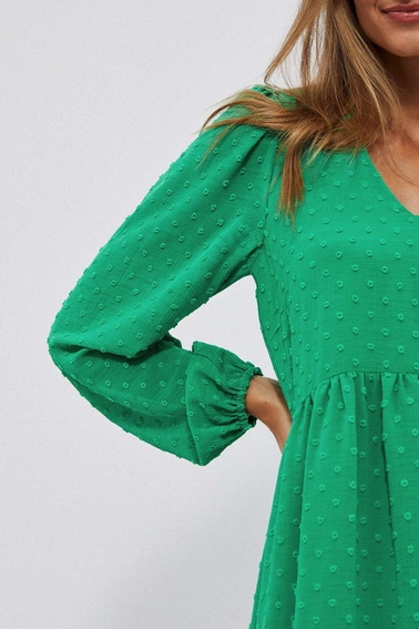 Sukienka z bufiastymi rękawami zielona